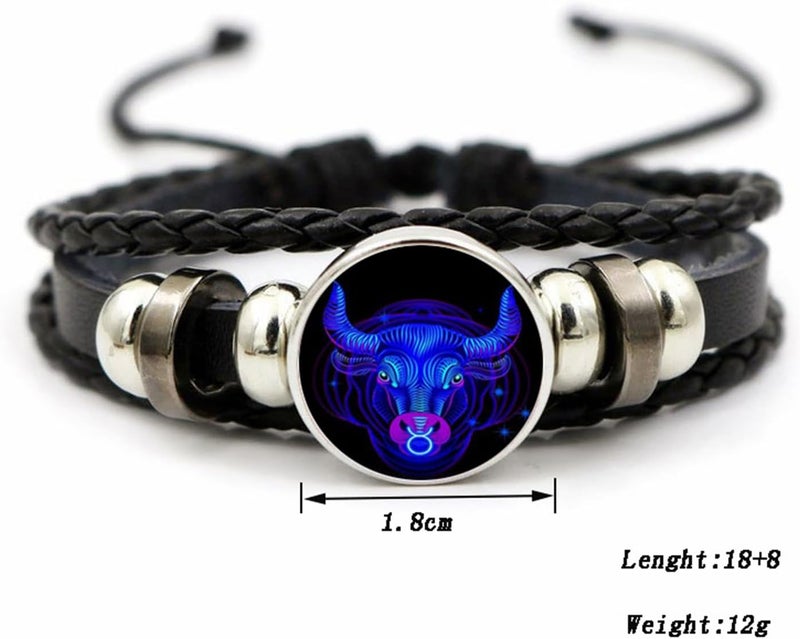 Aktully Zodiac Signs Spirit Bracelet Zodiac Bracelet for Women Men Adjustable 12 Constellation Bracelet Multilayer Zodiac Black Leather Bracelets Zodiac Sign Wrap Bracelet for Women Men Birthday Jewelry - Image 4
